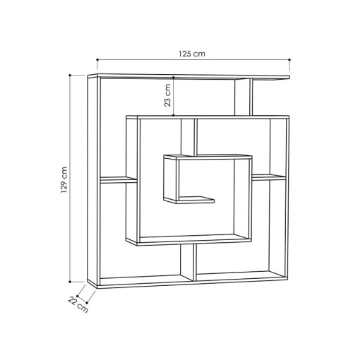 Bookcase Labirent 125x22x129 mocha DIOMMI 119-001138 Bookcase Labirent 125x22x129 mocha DIOMMI 119-001138