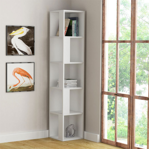 Corner bookcase Raphael pakoworld white 31.5x31.5x159cm