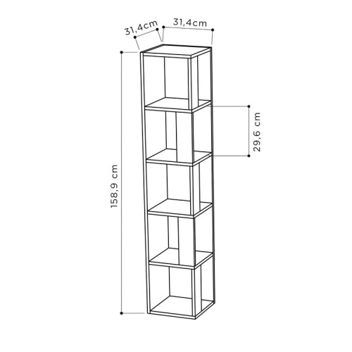 Corner bookcase Raphael pakoworld mocha 31.5x31.5x159cm