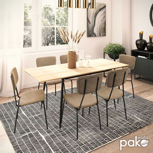 Dining table Shazam-Tania pakoworld 7pcs polymorphic-opening MDF sonoma-beige 120-160x80x76cm
