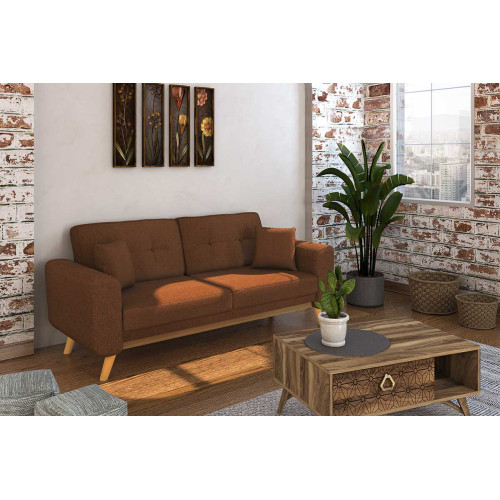 Carmelo sofa bed - brown fabric 214x80x86 cm