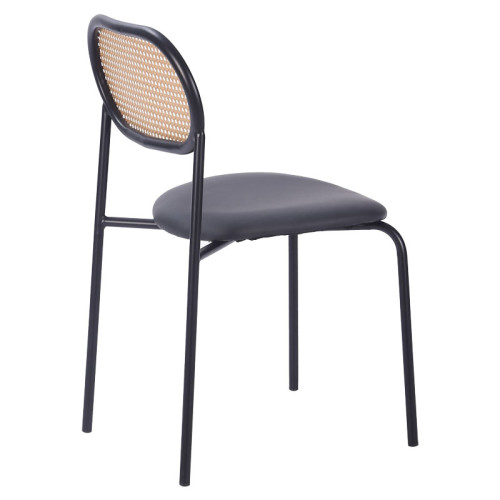 James chair pakoworld pe rattan beige-pu black-metal natural