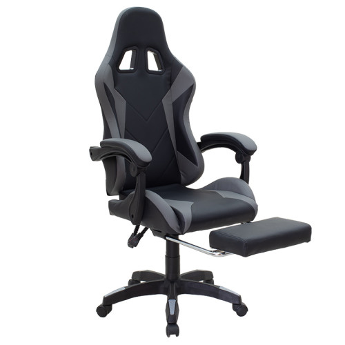 Office Gaming chair with footrest Moza pakoworld PU black-grey Office Gaming chair with footrest Moza pakoworld PU black-grey