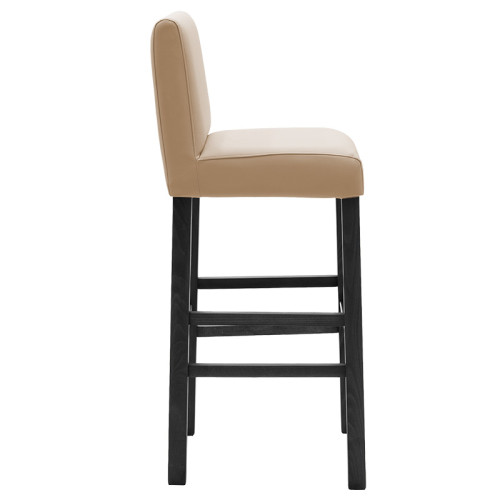 Bar stool Bari with mocha pu - wooden legs black Bar stool Bari with mocha pu - wooden legs black