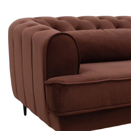 3 seater sofa Celia pakoworld velvet brown 198x86x71cm 3 seater sofa Celia pakoworld velvet brown 198x86x71cm