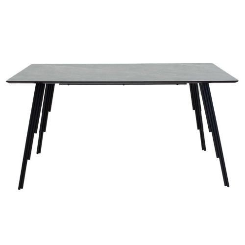 Dining table Lifo pakoworld MDF dark grey cement-black 140x80x75εκ