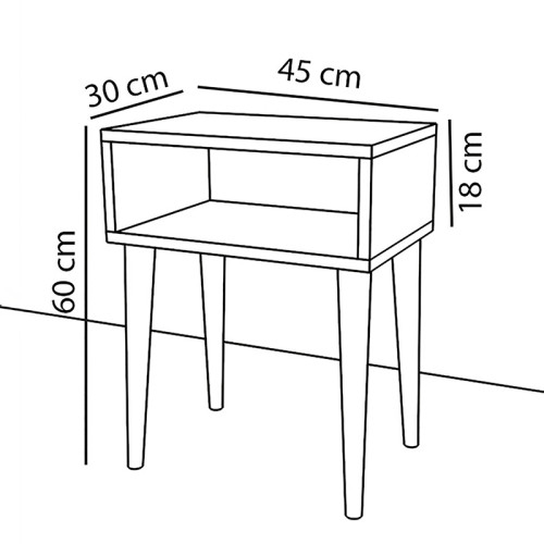 Nightstand Hank pakoworld walnut 45x30x60cm Nightstand Hank pakoworld walnut 45x30x60cm