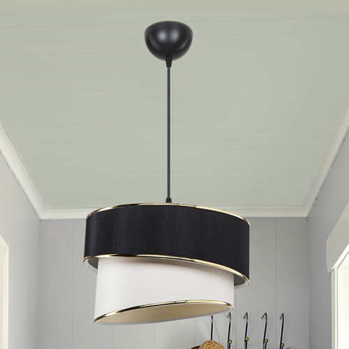 Ceiling light Loopy pakoworld Ε27 black-white D30x63cm Ceiling light Loopy pakoworld Ε27 black-white D30x63cm