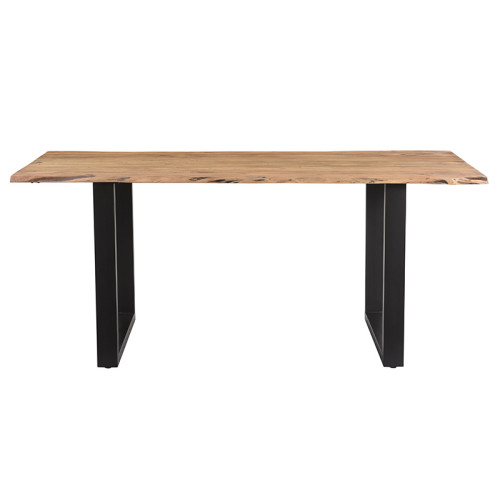 Slim pakoworld table acacia solid wood walnut-leg black 180x90x75.6cm