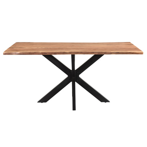 Slim table pakoworld acacia solid wood walnut-leg black 180x90x75.6cm