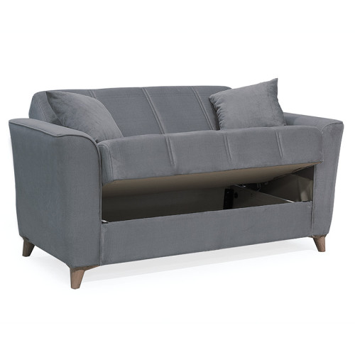 2 seater sofa-bed Asma pakoworld velvet grey mouse 156x76x85cm 2 seater sofa-bed Asma pakoworld velvet grey mouse 156x76x85cm
