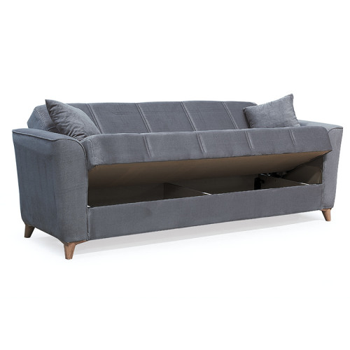 3 seater sofa-bed Asma pakoworld velvet grey mouse  217x76x85cm 3 seater sofa-bed Asma pakoworld velvet grey mouse  217x76x85cm