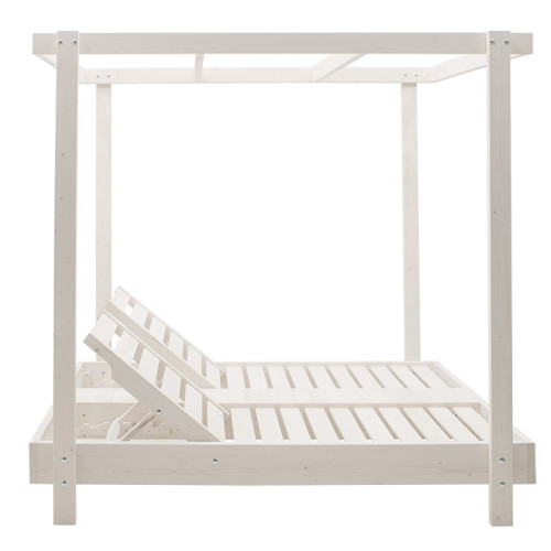 Pakoworld Dual 2-seater deckchair with whitel solid wood canopy Pakoworld Dual 2-seater deckchair with whitel solid wood canopy