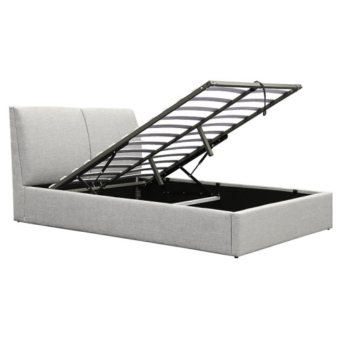 Double bed Violaine pakoworld fabric grey with storage 160x200cm