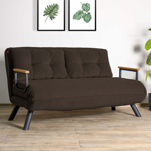 2-seater sofa bed Ethereal pakoworld brown fabric-black 133x78x78cm 2-seater sofa bed Ethereal pakoworld brown fabric-black 133x78x78cm