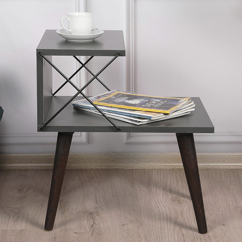 Side table Gather pakoworld anthracite-walnut 50x40x55cm