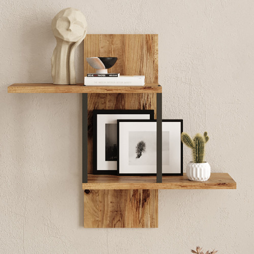 Wall shelf Horatio pakoworld in sonoma color 66x19.5x60cm Wall shelf Horatio pakoworld in sonoma color 66x19.5x60cm