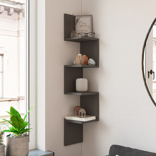 Wall shelf Belinda pakoworld in anthracite color 22x22x117.2cm