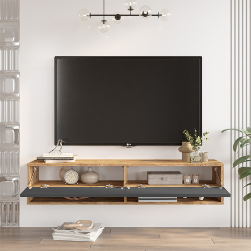 Roscoe pakoworld wall TV unit in color dark grey-sonoma 140x31.6x29.6cm