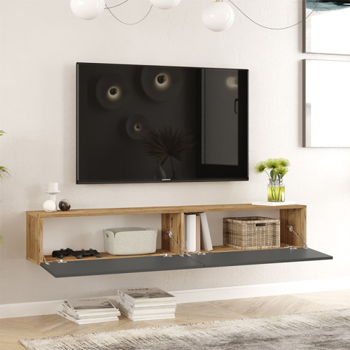 Dello pakoworld wall TV unit anthracite-sonoma color 180x31.6x29.6cm