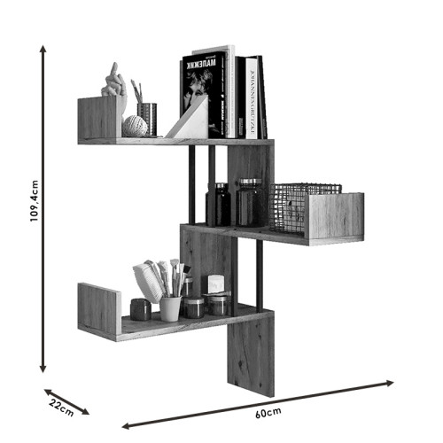 Wall shelf Horatio pakoworld in sonoma color 60x22x109.4cm Wall shelf Horatio pakoworld in sonoma color 60x22x109.4cm