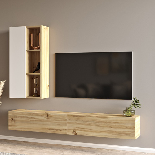 Topaz pakoworld wall TV unit sonoma-white color 174.5x27x145cm