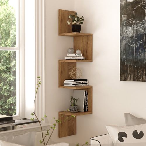 Wall shelf Belinda pakoworld in sonoma color 22x22x117.2cm