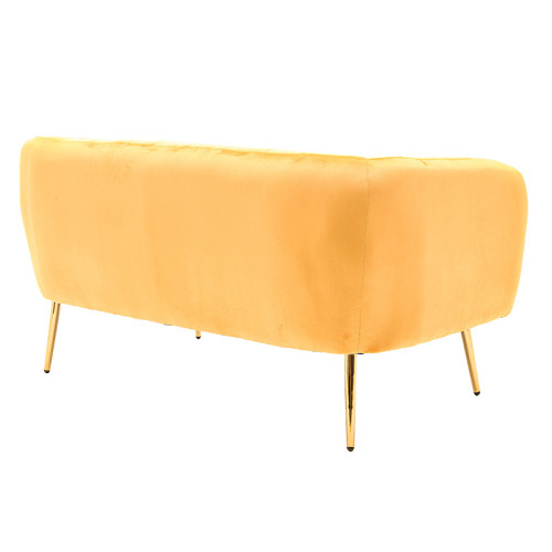 2 seater sofa Rome pakoworld velver yellow-golden 142x72x72cm