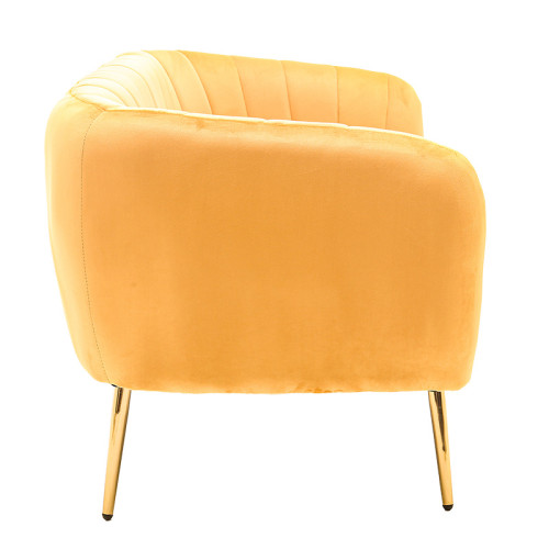 2 seater sofa Rome pakoworld velver yellow-golden 142x72x72cm 2 seater sofa Rome pakoworld velver yellow-golden 142x72x72cm