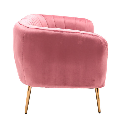 2 seater sofa Rome pakoworld velver pink-golden 142x72x72cm 2 seater sofa Rome pakoworld velver pink-golden 142x72x72cm