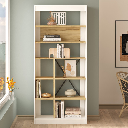 Viva pakoworld bookcase color white-sonoma 75.5x25x170cm Viva pakoworld bookcase color white-sonoma 75.5x25x170cm