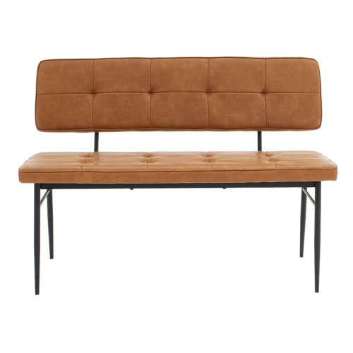 2 seater sofa Rosen pakoworld PU beige-black metal leg 122x55.5x84.5cm 2 seater sofa Rosen pakoworld PU beige-black metal leg 122x55.5x84.5cm