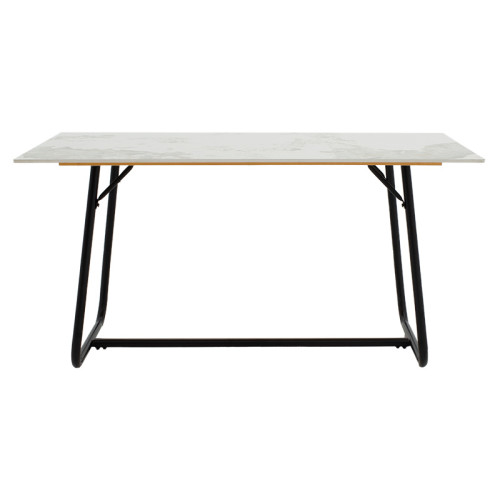 Dinning table Revello pakoworld sintered stone white marble- metal black leg design 150x90x75cm