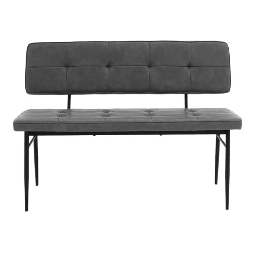 2 seater sofa Rosen pakoworld PU anthracite-black metal leg 122x55.5x84.5cm 2 seater sofa Rosen pakoworld PU anthracite-black metal leg 122x55.5x84.5cm