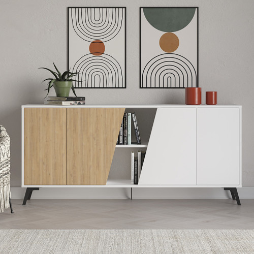 Buffet Hana pakoworld white-natural 180x35.5x82cm Buffet Hana pakoworld white-natural 180x35.5x82cm