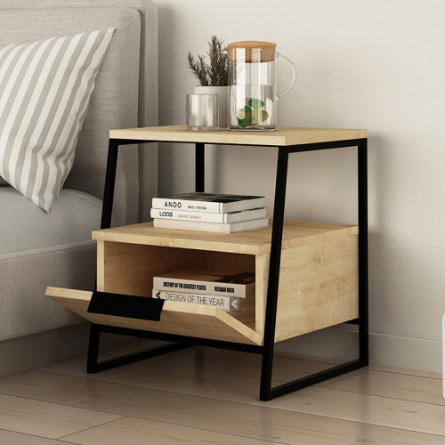 Nightstand Johana pakoworld black-oak 45x40x50cm