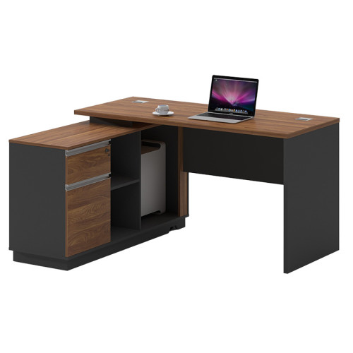 Commercial desk Oscar pakoworld left corner walnut-anthracite 160x140x76cm