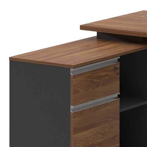 Commercial desk Oscar pakoworld left corner walnut-anthracite 160x140x76cm