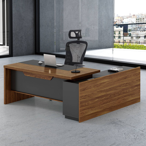 Commercial desk Oscar pakoworld left corner walnut-anthracite 200x180x76cm
