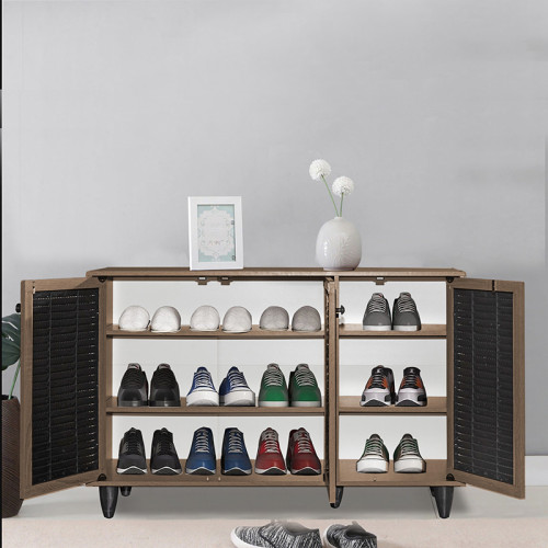 Shoe cabinet Ronan pakoworld 12 pairs walnut so 105x35x.66cm