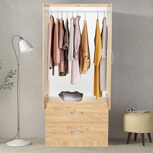 Wardrobe Zelia pakoworld with 2 doors and drawers in natural mo color 79x42x180cm