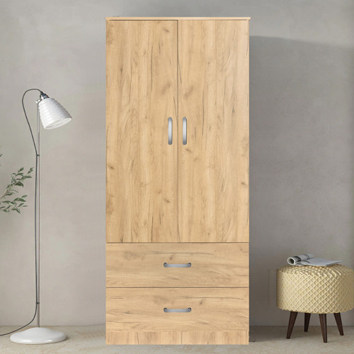 Wardrobe Zelia pakoworld with 2 doors and drawers in natural mo color 79x42x180cm Wardrobe Zelia pakoworld with 2 doors and drawers in natural mo color 79x42x180cm