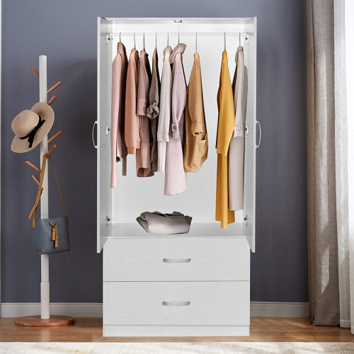 Wardrobe Zelia pakoworld with 2 doors and drawers in white color 79x42x180cm