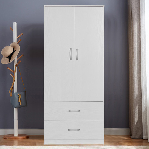 Wardrobe Zelia pakoworld with 2 doors and drawers in white color 79x42x180cm Wardrobe Zelia pakoworld with 2 doors and drawers in white color 79x42x180cm