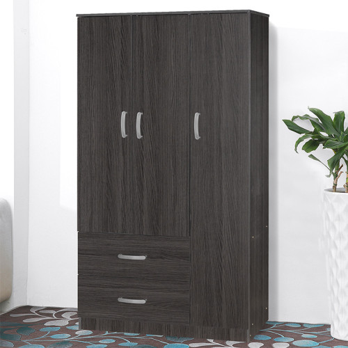 Wardrobe Zelia pakoworld with 3 doors and drawers in wenge eo color 90x42x180cm Wardrobe Zelia pakoworld with 3 doors and drawers in wenge eo color 90x42x180cm