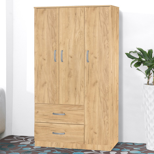 Wardrobe Zelia with 3 doors and drawers in natural mo color 90x42x180cm Wardrobe Zelia with 3 doors and drawers in natural mo color 90x42x180cm
