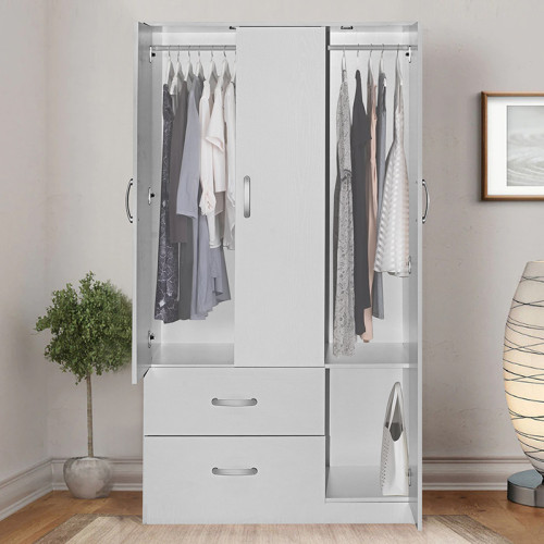 Wardrobe Zelia pakoworld with 2 doors and drawers in white color 90x42x180cm