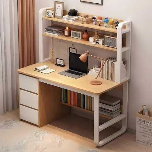 Soco pakoworld desk with shelf-MDF natural-white 120x50x144cm