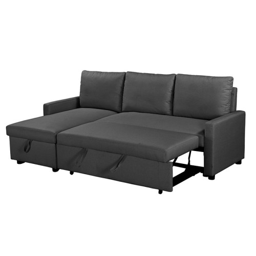 Corner sofa-bed Infuse pakoworld with storage space anthracite fabric 203x130x88 cm