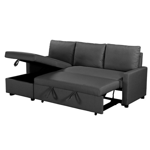 Corner sofa-bed Infuse pakoworld with storage space anthracite fabric 203x130x88 cm